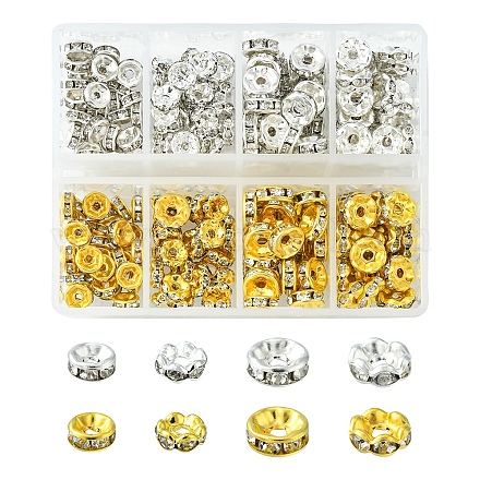 240 pièces 8 styles perles entretoises en fer et laiton strass FIND-FS0001-34-1