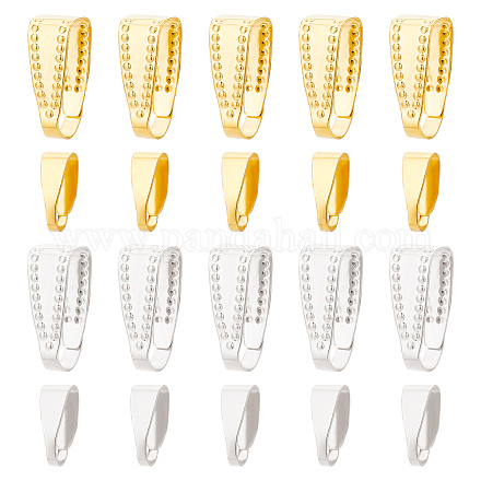 Superfindings 400 pz 4 stili ottone snap on bails fermagli per gioielli ciondolo in oro e argento bails pinch bails chiusura connettori per la creazione di gioielli della collana del braccialetto KK-FH0003-47-1