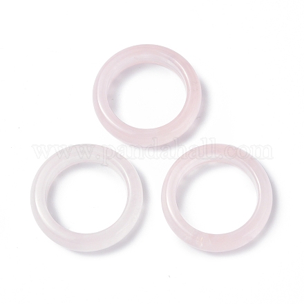 Anillo de banda lisa de cuarzo rosa natural RJEW-P044-01B-03-1