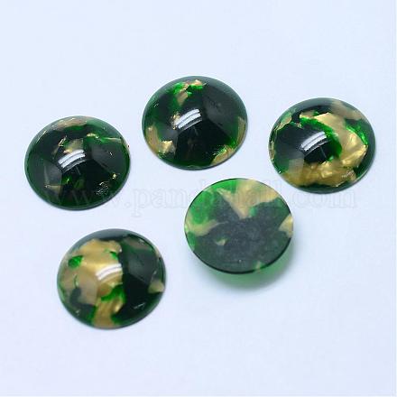 セルロースアセテート（樹脂）カボション  半円  濃い緑  18x4~5mm KY-S074-007-1
