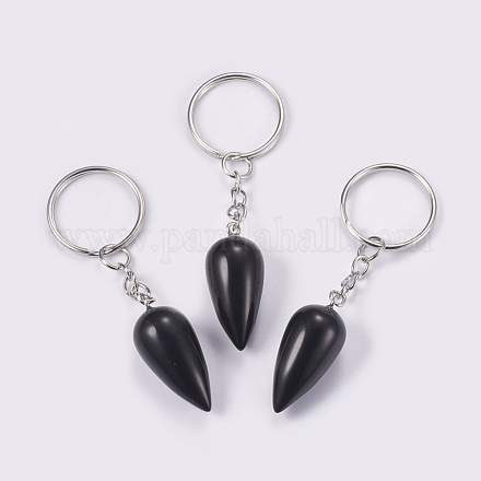 Natural Black Agate Keychain KEYC-P041-B010-1
