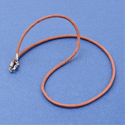 レザーコードネックレス作り  真鍮製のロブスター留め金付き  ペルー  18.1インチ  3mm NJEW-JN01560-1