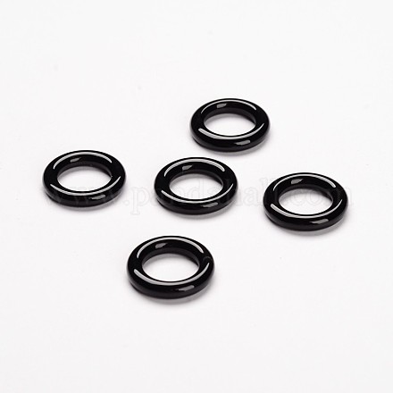 Dyed Ring Natural Black Agate Charms G-J300-04-15mm-1