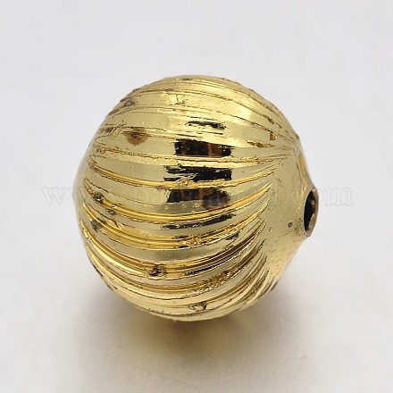 Brass Round Corrugated Beads KK-L051-12-1