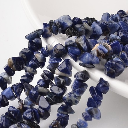 Brins de perles en pierre naturelle à pois bleus G-M344-18-1