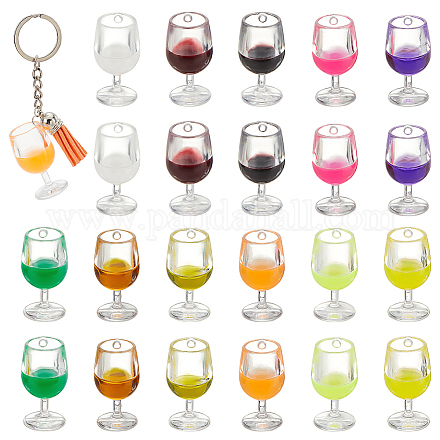 OLYCRAFT 22Pcs 11 Colors Mini Resin Wine Goblet Charm 2.5mm Hole Multicolor Resin Wine Cup Pendants Transparent Resin Pendants for Dollhouse Mini Kitchen Decorations Jewelry Making RESI-OC0001-61-1