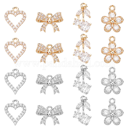 Wholesale SUPERFINDINGS 16Pcs 4 Styles Cubic Zirconia Pendant