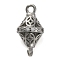 Brass Micro Pave Clear Cubic Zirconia Hollow Bicone Connector Charms, Lead Free & Cadmium Free, Platinum, 15x8mm, Hole: 1.5mm
