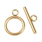 304 Stainless Steel Toggle Clasps, Ring, Golden, Ring: 19.5x15x2mm, Hole: 3mm, Bar: 22x7x2.5mm, Hole: 3mm.