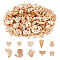200Pcs 10 Style 2-Hole Wooden Buttons, Mixed Shapes, BurlyWood, 10~21x11~22x2.5~3.5mm, hole: 1~1.8mm, 20pcs/style