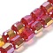 Electroplate Glass Beads Strands, Faceted, Column, Red, 6x6.5mm, Hole: 1mm, about 70~72pcs/strand, 20~20.87''(53cm)