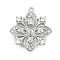 Brass Micro Pave Clear Cubic Zirconia European Dangle Charms Bails, Peg Bails, for Half Drilled Beads, Flower Charm, Platinum, 20x18x4mm, Hole: 1.2mm, Pin: 2mmx1mm
