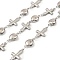 304 Stainless Steel Cross with Teardrop Link Chains, Soldered, with Spool, Stainless Steel Color, Cross: 23x13x3mm, Teardrop: 18x9.5x5mm