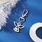 Alloy & Glass Pearl Angel Pendant Decorations, with Lobster Claw Clasps, White, Antique Silver, 56mm