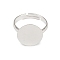 Brass Pad Ring Bases, Lead Free and Cadmium Free, Adjustable, Silver Color Plated, 14mm