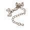 Brass Micro Pave Clear Cubic Zirconia Chain Extender, with Chain and Clasp, Platinum, 80mm