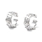 Rack Plating Brass Micro Pave Cubic Zirconia Cuff Ring, Cadmium Free & Lead Free, Long-Lasting Plated, Platinum, 15.5x7x16mm