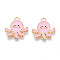 Marine Animals Alloy Enamel Pendants, Light Gold, Octopus, 17.5x16.9x1.1mm, Hole: 1.8mm