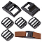 2Pcs 304 Stainless Steel Buckle Clasps, with 4Pcs Zinc Alloy Ladder Lock Slider Buckle, Black, 38~50x31.3~33x5~17mm, 6pcs/box