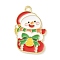 Alloy Enamel Pendants, Christmas Theme, Golden, Snowman, 28x18x1.4mm, Hole: 2mm