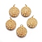 Brass Pendants, with Cubic Zirconia and Jump Rings, Flat Round with Virgin Mary, Golden, 22x20x3.5mm, Hole: 3mm