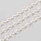 Brass Dapped Cable Chains, Soldered, with Spool, Matte Style, Matte Silver Color, 4x3x0.2mm and 3.5x2x0.2mm, about 16.4 Feet(5m)/roll