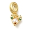 Rack Plating Brass Cubic Zirconia European Dangle Charms with ABS Imitation Pearl, Christmas Elk Large Hole Pendants, Cadmium Free & Lead Free, Long-Lasting Plated, Real 18K Gold Plated, 18.5mm, Hole: 4.5mm