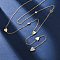 304 Stainless Steel Crystal Rhinestone Heart Lariat Necklaces, Ion Plating(IP), Real 18K Gold Plated, 15.94 inch(40.5cm) Long+57mm Extender