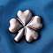 Natural Silver Obsidian Carved Clover Figurines Statues for Home Office Tabletop Feng Shui Ornament, 45.5x43.5x8mm