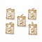 Brass Micro Pave Clear Cubic Zirconia Pendants, with Shell & Jump Rings, Rectangle with Hand & Star & Moon, Real 18K Gold Plated, 19.5x14.5x3.5mm, Jump Ring: 5.5x1mm, 3.5mm Inner Diameter