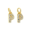 Rack Plating Alloy Rhinestone Pendants, Cadmium Free & Lead Free, Letter P, 11x5x2mm, Hole: 5mm