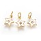 Brass Micro Pave Cubic Zirconia Charms, with Enamel and Jump Ring, Star, Golden, White, 10x8x2mm, Hole: 3mm
