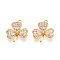 Brass Micro Pave Cubic Zirconia Pendants, Clover, Nickel Free, Long-Lasting Plated, Real 18K Gold Plated, 16.5x14x3mm, Hole: 1mm