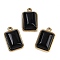 Natural Obsidian Pendants, with 304 Stainless Steel Findings, Rectangle Charms, Golden, 19.5x12x6~6.5mm, Hole: 1.7mm
