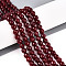 Dyed Natural White Jade Beads Strands, Round, Faceted, Dark Red, 5.5~6.2mm, Hole: 1mm, about 65~66pcs/strand, 14.76~15.16''(37.5~38.5cm)