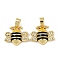 Brass Micro Pave Cubic Zirconia Pendants, with Enamel, Bees Charms, Real 18K Gold Plated, Black, 12.5x14.5x4.5mm, Hole: 4.5x2.5mm
