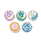 UV Plating Transparent Glass Beads, Iridescent, Flat Round, with Enamel, Mixed Color, 15x8.5mm, Hole: 1.2mm