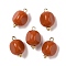 Acrylic Pendants, Imitation Gemstone, with Brass Loops, Nuggets, Chocolate, 19x12.5x11.5mm, Hole: 2mm