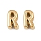 304 Stainless Steel Charms, Letter, Ion Plating(IP), Real 18K Gold Plated , Letter R, 7.5x4.5x3.5mm, Hole: 1.8mm