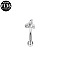 G23 Titanium Alloy Pave Clear Cubic Zirconia Eyebrow Rings, Silver Color Plated, Triangle, 8mm