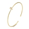 Rack Plating Brass Micro Pave Clear Cubic Zirconia Letter Open Cuff Bangles, Torque Bangles for Women, Real 18K Gold Plated, Lead Free & Cadmium Free, Letter P, Inner Diameter: 1-7/8x2-1/4 inch(4.8x5.8cm)