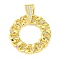 Rack Plating Brass Micro Pave Cubic Zirconia Pendants, with Link Chain Shape, Round, Real 18K Gold Plated, 30x25x6.5mm, Hole: 4x4mm
