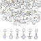 48Pcs 6 Styles Alloy Pave Clear Cubic Zirconia European Dangle Charms, Large Hole Pendant with Tibetan Style Antique Silver Plated Alloy Hangers, Mixed Shapes, 24~25mm, Charm: 15~17mm, 8pcs/style