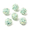 Handmade Polymer Clay Rhinestone Beads, with Reisn & ABS Pave Disco Ball Beads, Round with Flower, Lawn Green, 18mm, Hole: 2mm