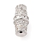 925 Sterling Silver Micro Pave Cubic Zirconia Screw Clasps, Real Platinum Plated, 12x6mm, Hole: 0.8mm