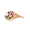 Brass Box Clasps, with Enamel and Natural Pearl, Oval, Real 18K Gold Plated, 26mm
