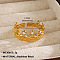 304 Stainless Steel with Crystal Rhinestone Adjustable Cuff Rings, Golden, Crown, Inner Diameter: 17mm