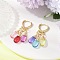 Gradient Color Baking Paint Transparent Glass Dangle Hoop Earrings, with Brass Huggie Hoop Earring Findings for Women, Teardop, Real 18K Gold Plated, 42x8~14.5mm
