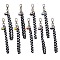 Fortune Cat Porcelain with Check Pattern Polyester Ribbons Pendant Decorations, with Alloy Swivel Clasp, Mixed Color, 158mm