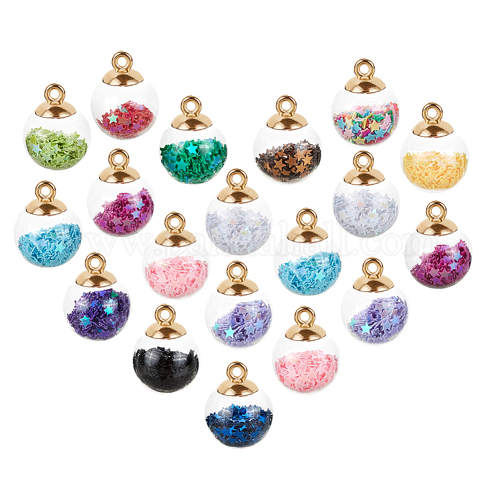 Shop PandaHall 90pcs 15 Color Crystal Glass Ball Charms with Star Star